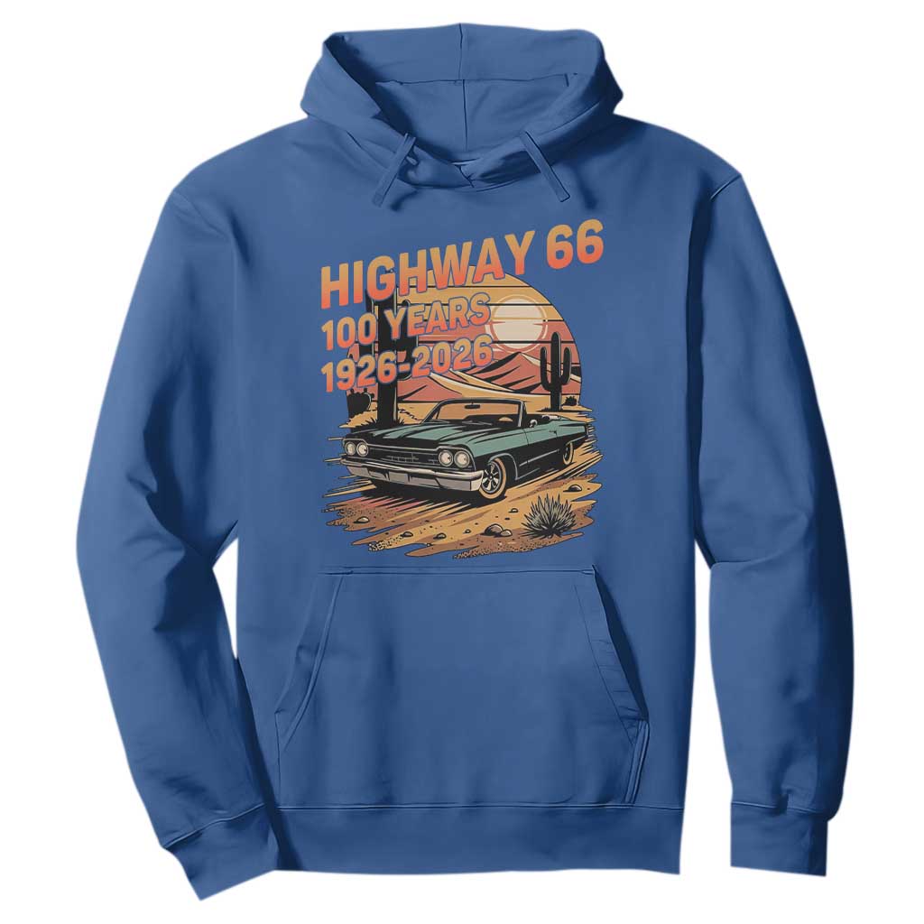Route Highway 66 Centennial Hoodie 100 Year Road Trip Adventure TS12 Royal Blue Print Your Wear