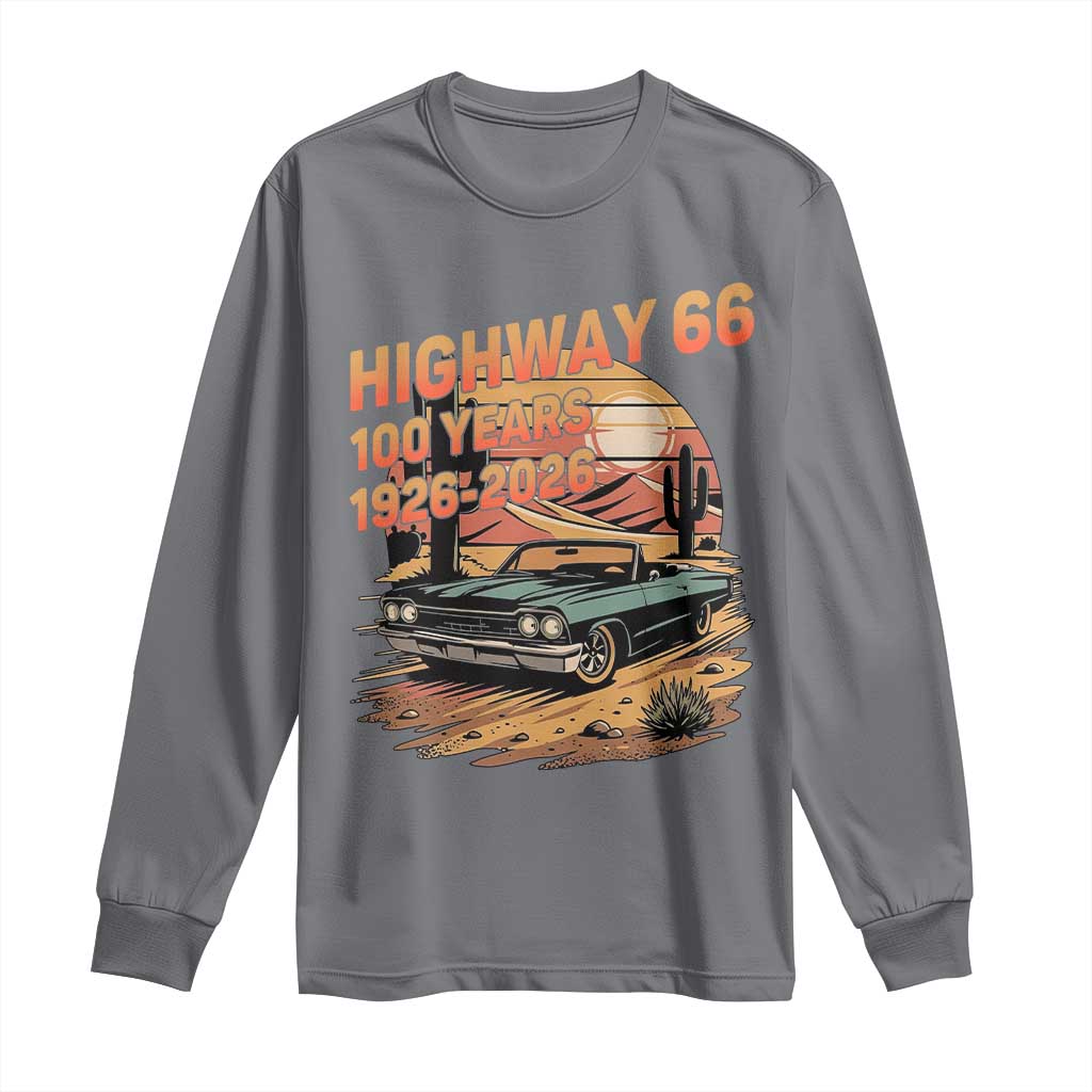 Route Highway 66 Centennial Long Sleeve Shirt 100 Year Road Trip Adventure TS12 Charcoal Print Your Wear