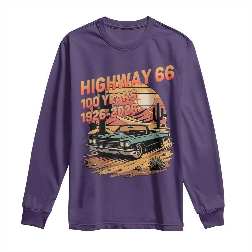 Route Highway 66 Centennial Long Sleeve Shirt 100 Year Road Trip Adventure TS12 Purple Print Your Wear