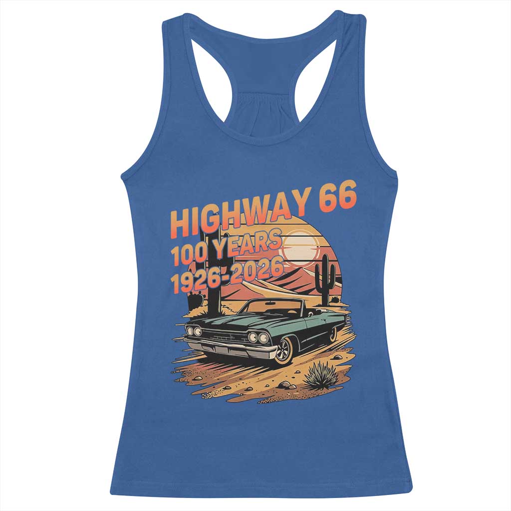 Route Highway 66 Centennial Racerback Tank Top 100 Year Road Trip Adventure TS12 Royal Blue Print Your Wear