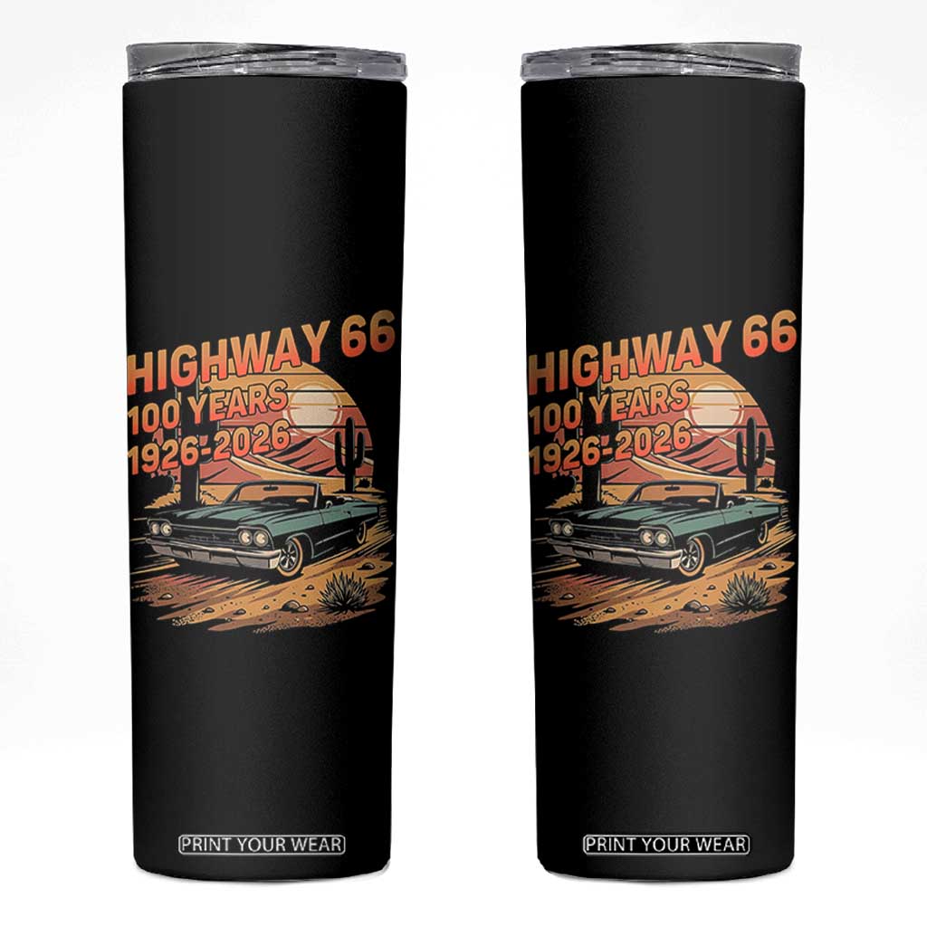 Route Highway 66 Centennial Skinny Tumbler 100 Year Road Trip Adventure TS12 Black Print Your Wear