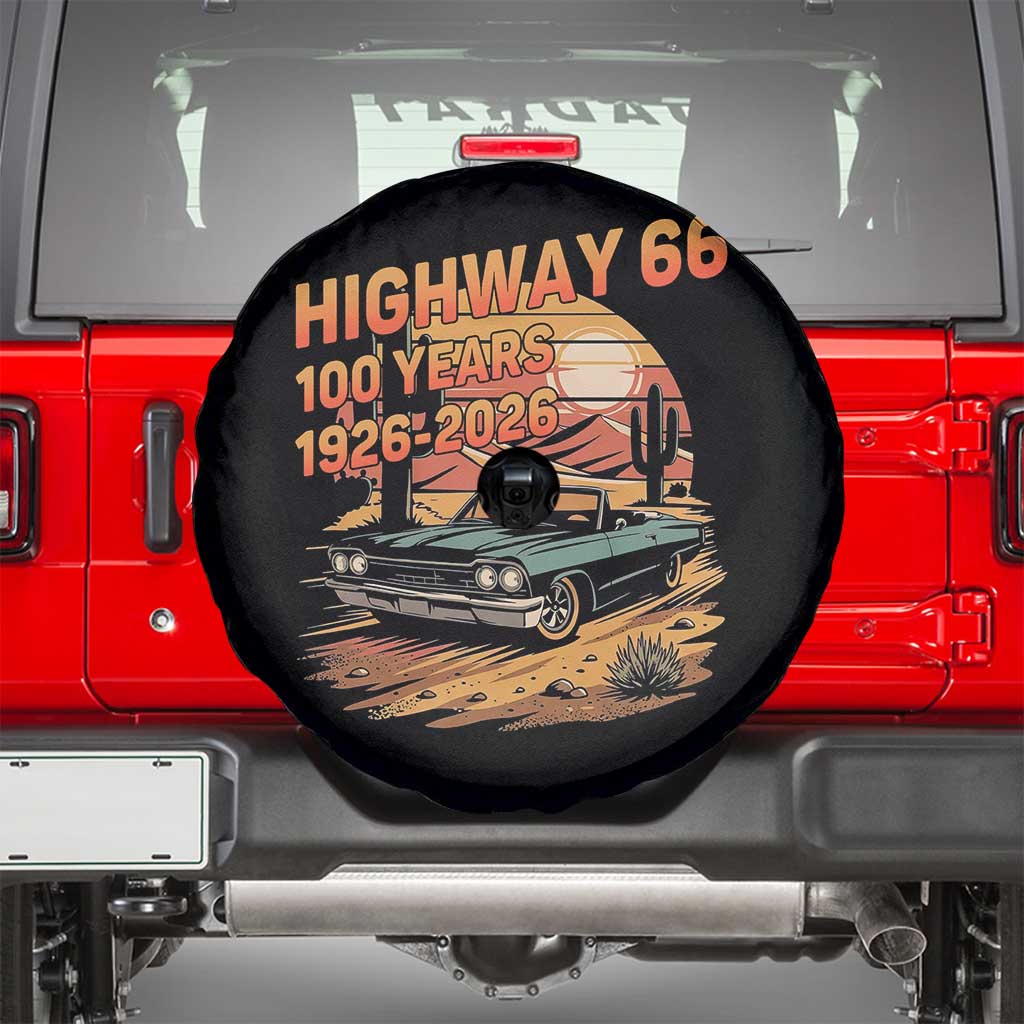 Route Highway 66 Centennial Spare Tire Cover 100 Year Road Trip Adventure TS12 Black Print Your Wear