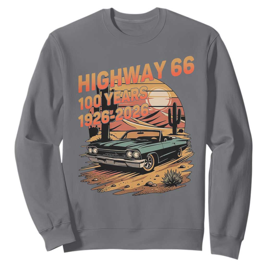 Route Highway 66 Centennial Sweatshirt 100 Year Road Trip Adventure TS12 Charcoal Print Your Wear
