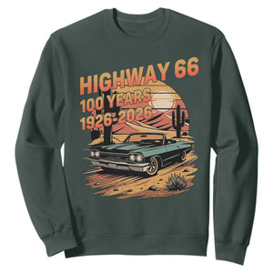 Route Highway 66 Centennial Sweatshirt 100 Year Road Trip Adventure TS12 Dark Forest Green Print Your Wear