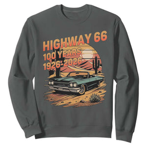 Route Highway 66 Centennial Sweatshirt 100 Year Road Trip Adventure TS12 Dark Heather Print Your Wear