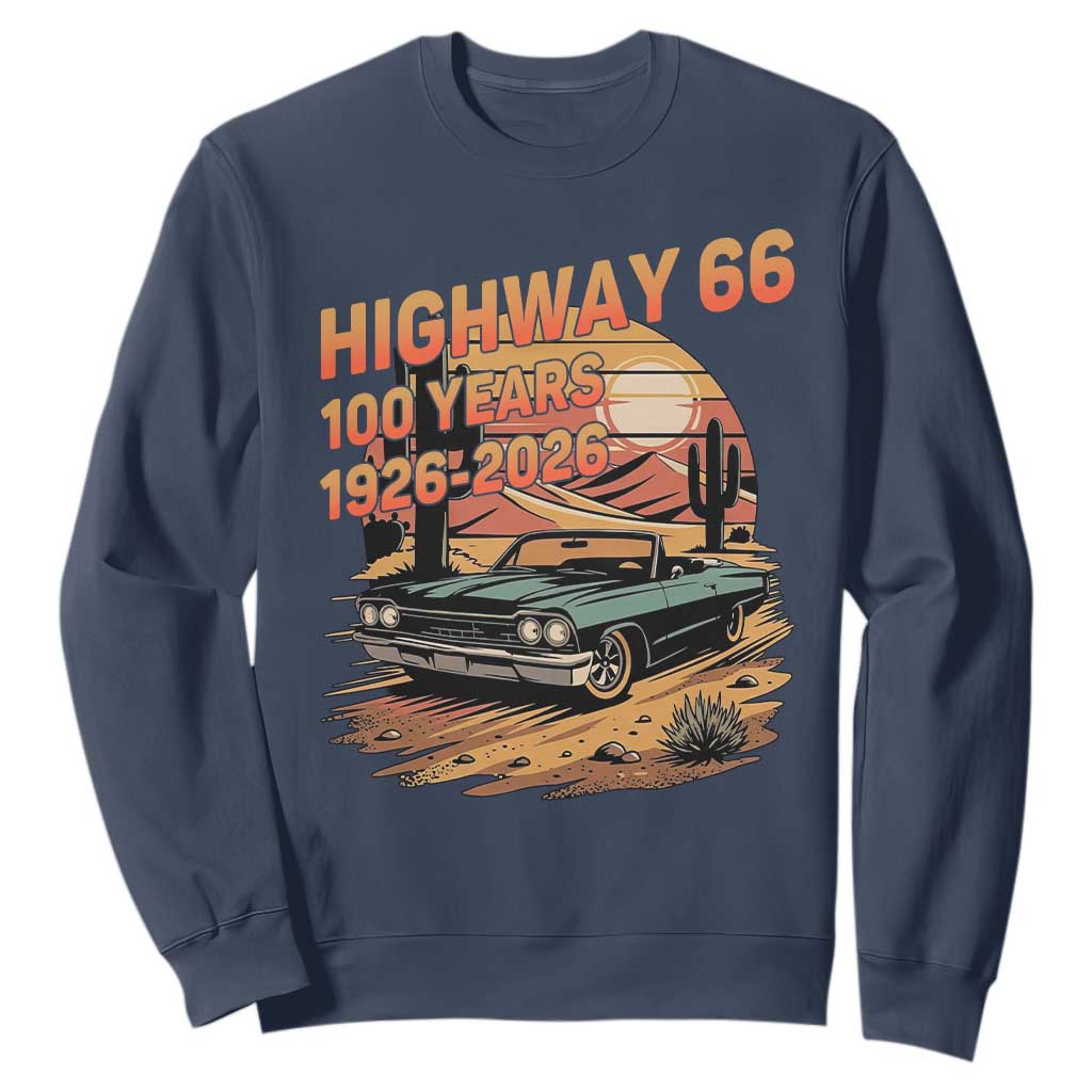 Route Highway 66 Centennial Sweatshirt 100 Year Road Trip Adventure TS12 Navy Print Your Wear