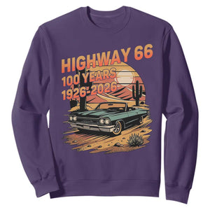 Route Highway 66 Centennial Sweatshirt 100 Year Road Trip Adventure TS12 Purple Print Your Wear