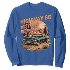 Route Highway 66 Centennial Sweatshirt 100 Year Road Trip Adventure TS12 Royal Blue Print Your Wear