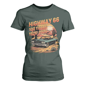 Route Highway 66 Centennial T Shirt For Women 100 Year Road Trip Adventure TS12 Dark Forest Green Print Your Wear