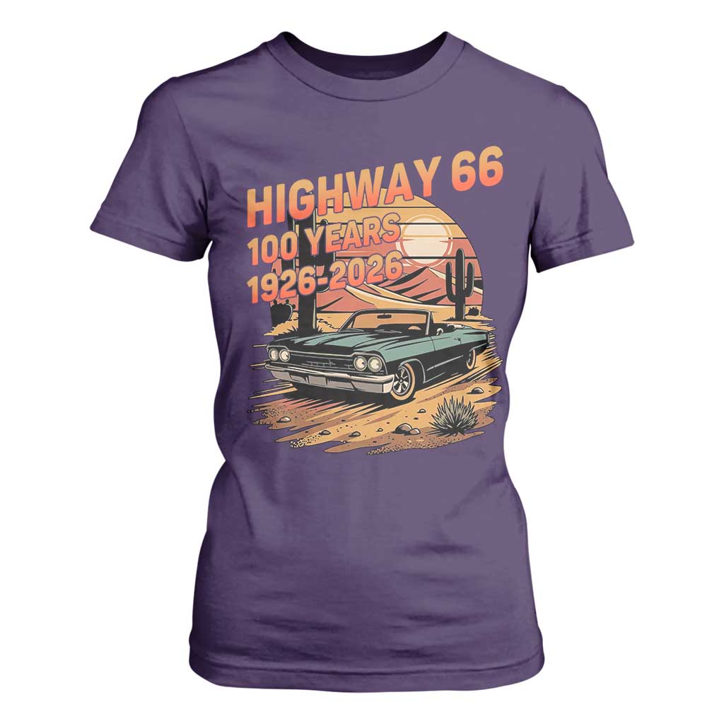Route Highway 66 Centennial T Shirt For Women 100 Year Road Trip Adventure TS12 Purple Print Your Wear