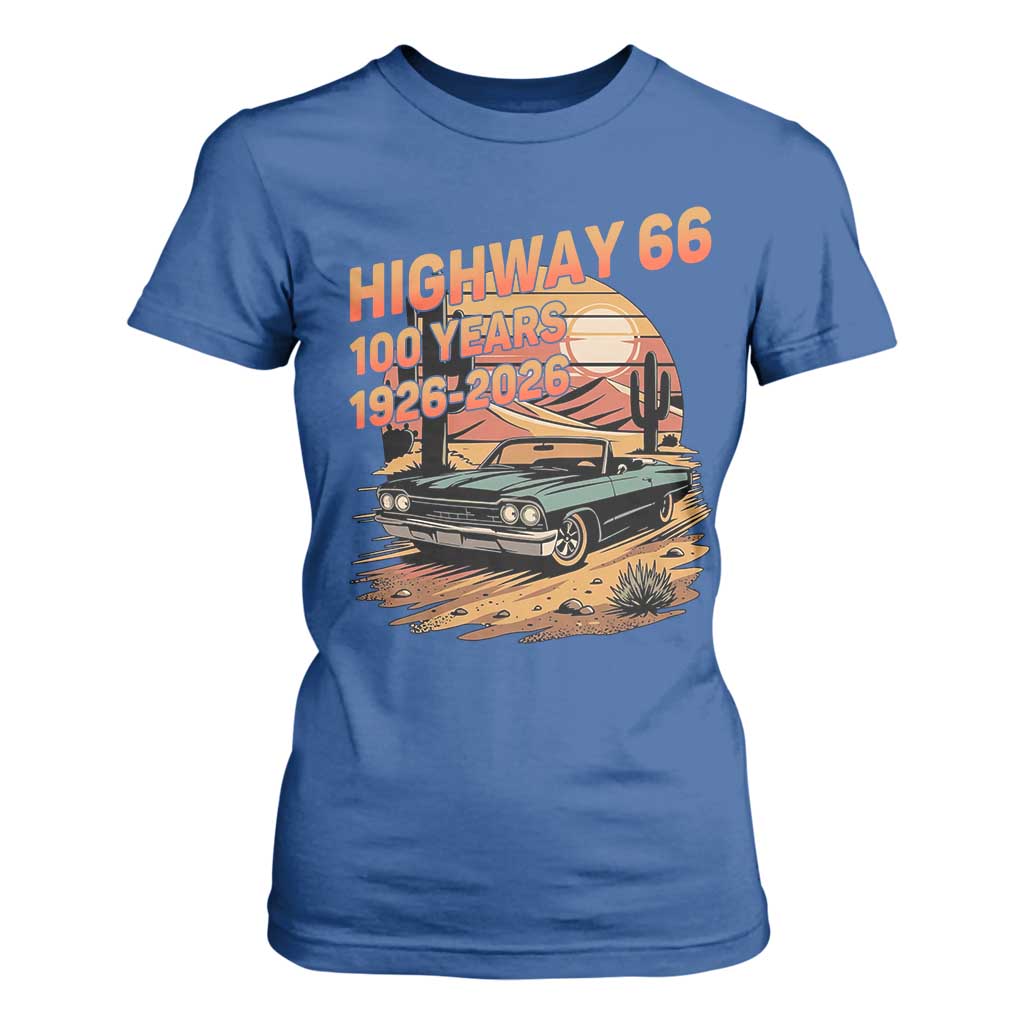 Route Highway 66 Centennial T Shirt For Women 100 Year Road Trip Adventure TS12 Royal Blue Print Your Wear