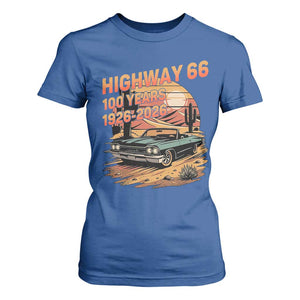 Route Highway 66 Centennial T Shirt For Women 100 Year Road Trip Adventure TS12 Royal Blue Print Your Wear