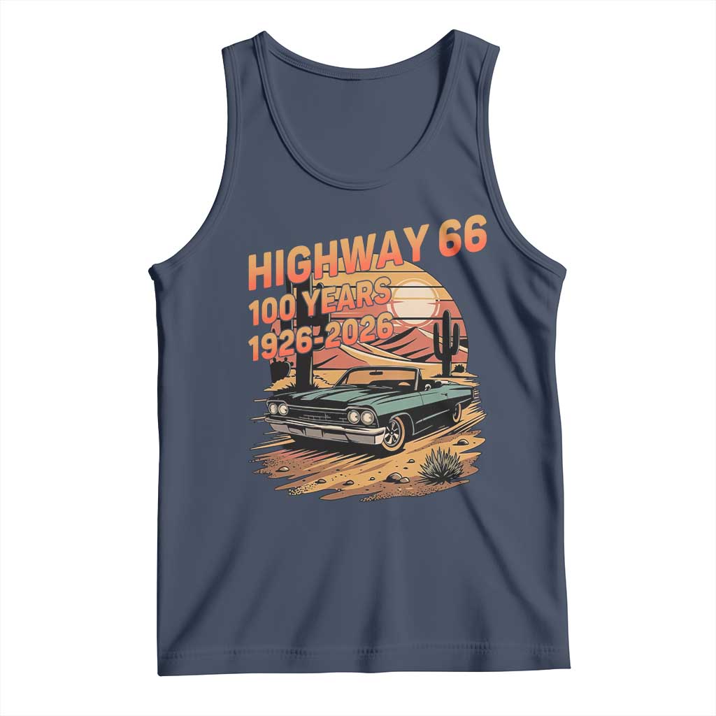 Route Highway 66 Centennial Tank Top 100 Year Road Trip Adventure TS12 Navy Print Your Wear