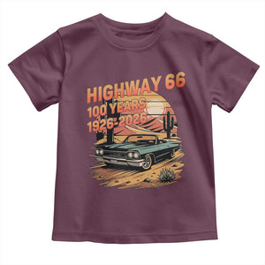 Route Highway 66 Centennial Toddler T Shirt 100 Year Road Trip Adventure TS12 Maroon Print Your Wear