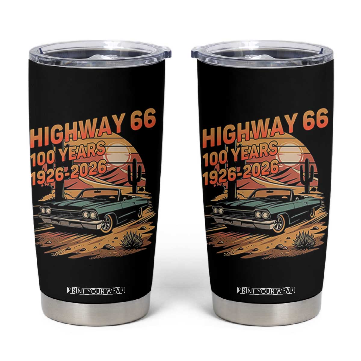 Route Highway 66 Centennial Tumbler Cup 100 Year Road Trip Adventure TS12 Black Print Your Wear