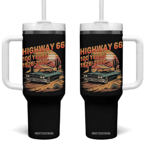 Route Highway 66 Centennial Tumbler With Handle 100 Year Road Trip Adventure TS12 One Size: 40 oz Black Print Your Wear