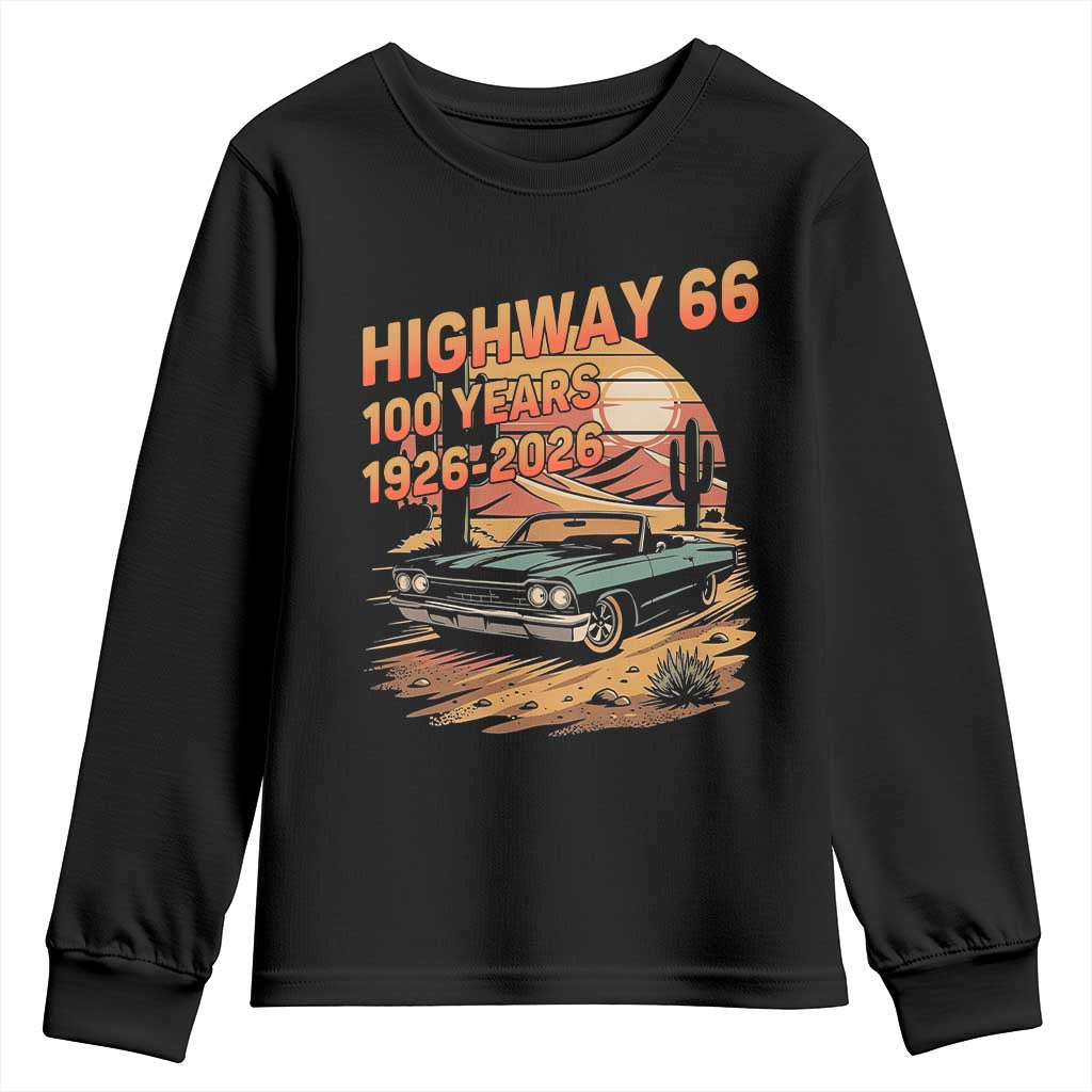 Route Highway 66 Centennial Youth Sweatshirt 100 Year Road Trip Adventure TS12 Black Print Your Wear