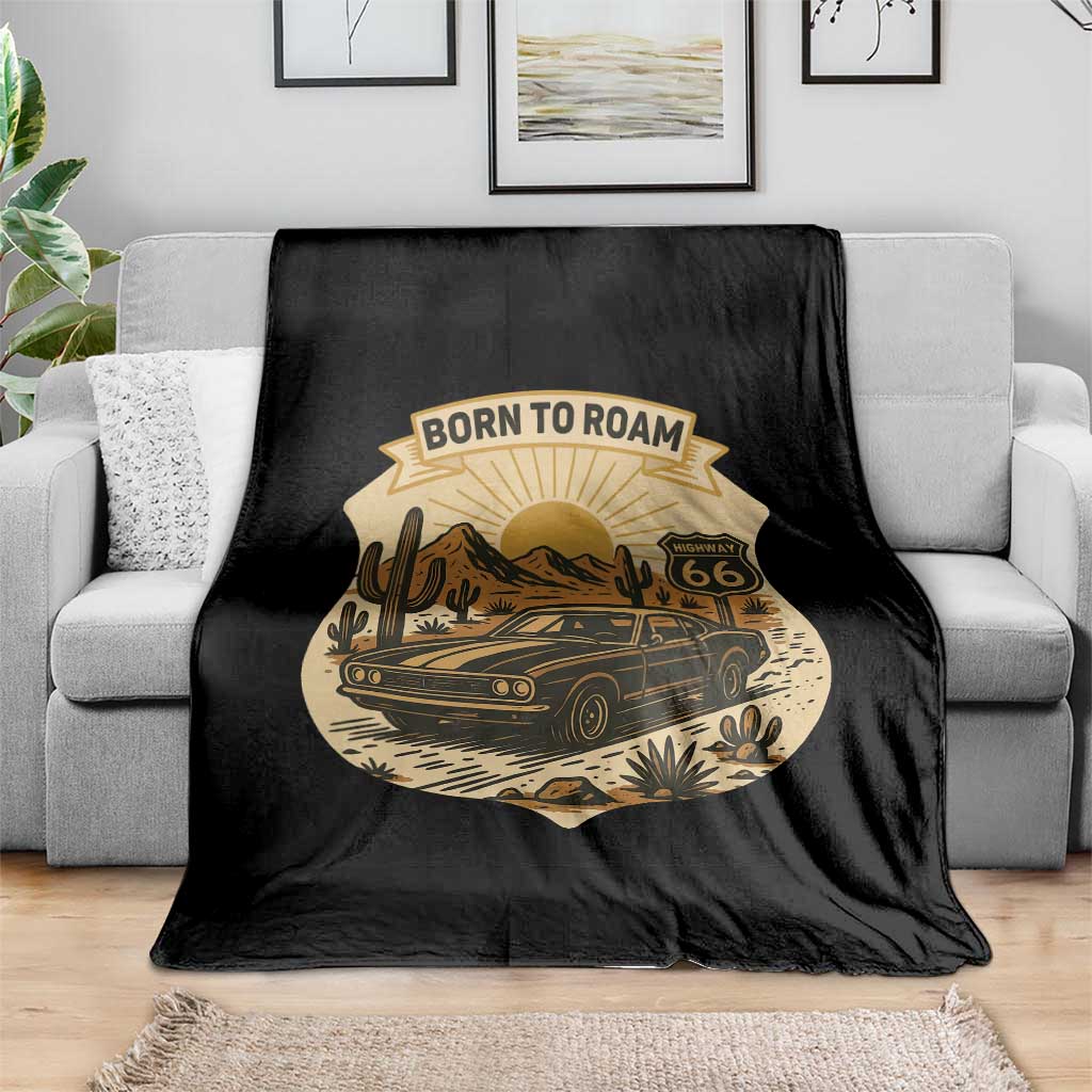 Vintage Muscle Car Route Highway 66 Throw Blanket Born To Roam Road Trip TS12 Print Your Wear