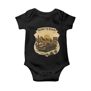 Vintage Muscle Car Route Highway 66 Baby Onesie Born To Roam Road Trip TS12 Black Print Your Wear
