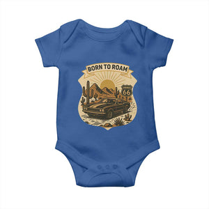 Vintage Muscle Car Route Highway 66 Baby Onesie Born To Roam Road Trip TS12 Royal Blue Print Your Wear