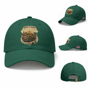 Vintage Muscle Car Route Highway 66 Baseball Cap Born To Roam Road Trip TS12 Baseball Cap Universal Fit Irish Green Print Your Wear