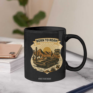 Vintage Muscle Car Route Highway 66 Coffee Mug Born To Roam Road Trip TS12 Print Your Wear