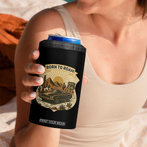 Vintage Muscle Car Route Highway 66 4 in 1 Can Cooler Tumbler Born To Roam Road Trip TS12 Print Your Wear