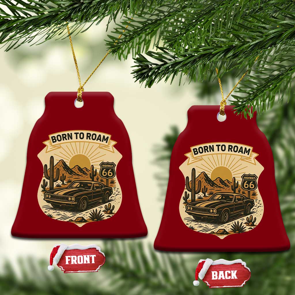 Vintage Muscle Car Route Highway 66 Ceramic Ornament Born To Roam Road Trip TS12 Print Your Wear