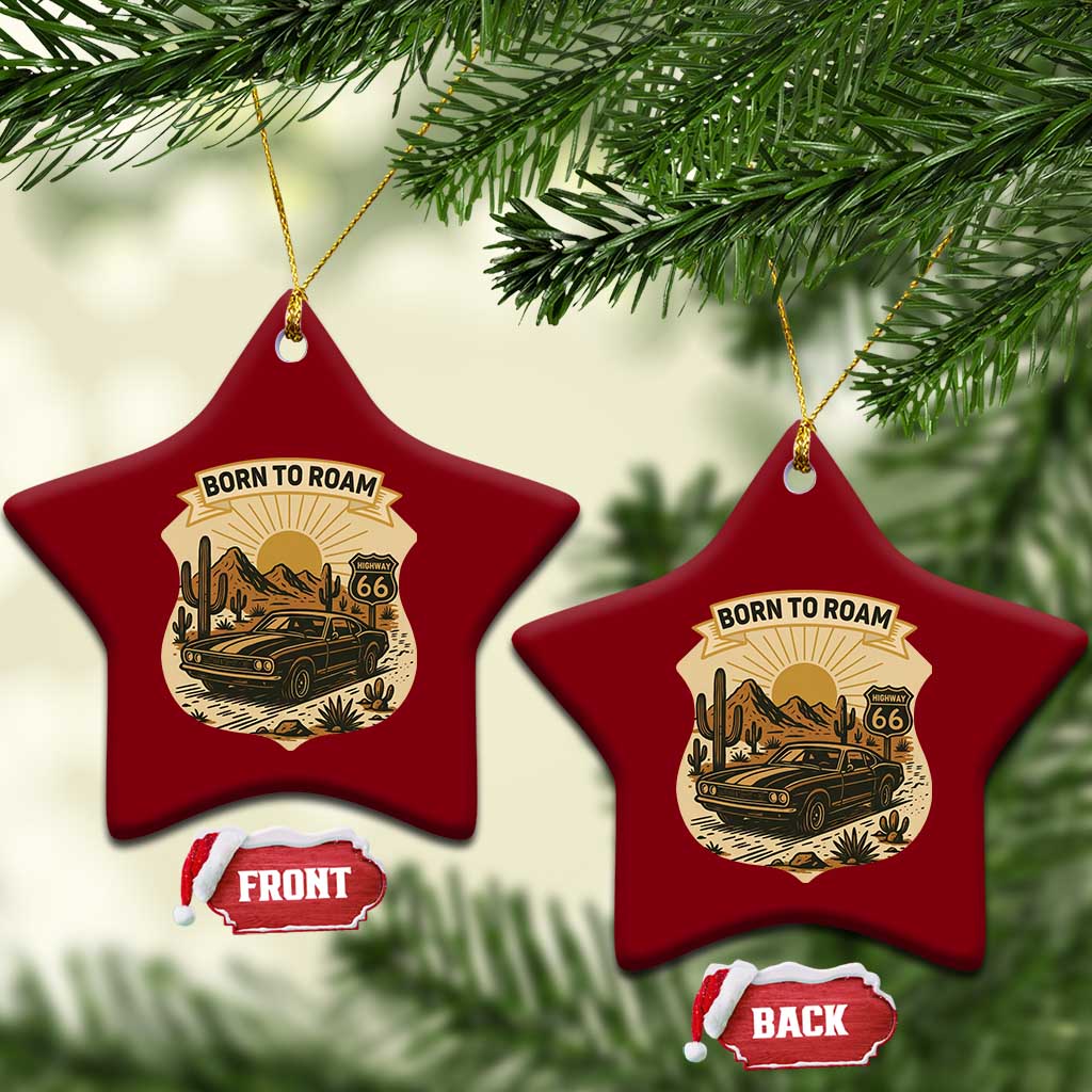 Vintage Muscle Car Route Highway 66 Ceramic Ornament Born To Roam Road Trip TS12 Print Your Wear