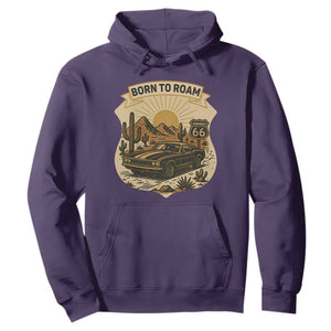 Vintage Muscle Car Route Highway 66 Hoodie Born To Roam Road Trip TS12 Purple Print Your Wear