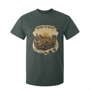 Vintage Muscle Car Route Highway 66 T Shirt For Kid Born To Roam Road Trip TS12 Dark Forest Green Print Your Wear