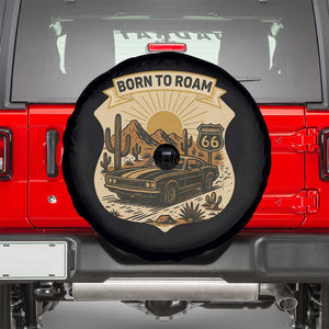 Vintage Muscle Car Route Highway 66 Spare Tire Cover Born To Roam Road Trip TS12 Black Print Your Wear