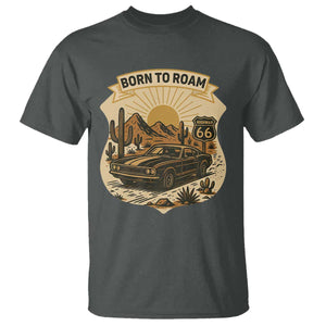 Vintage Muscle Car Route Highway 66 T Shirt Born To Roam Road Trip TS12 Dark Heather Print Your Wear