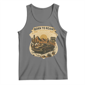 Vintage Muscle Car Route Highway 66 Tank Top Born To Roam Road Trip TS12 Black Heather Print Your Wear