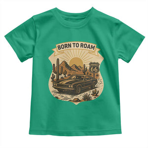 Vintage Muscle Car Route Highway 66 Toddler T Shirt Born To Roam Road Trip TS12 Irish Green Print Your Wear