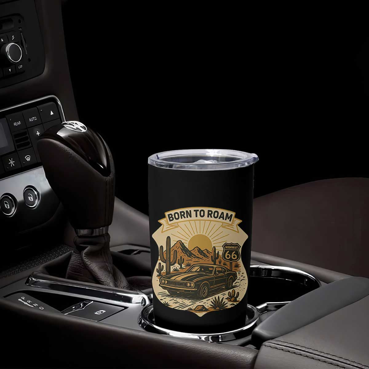 Vintage Muscle Car Route Highway 66 Tumbler Cup Born To Roam Road Trip TS12 Print Your Wear