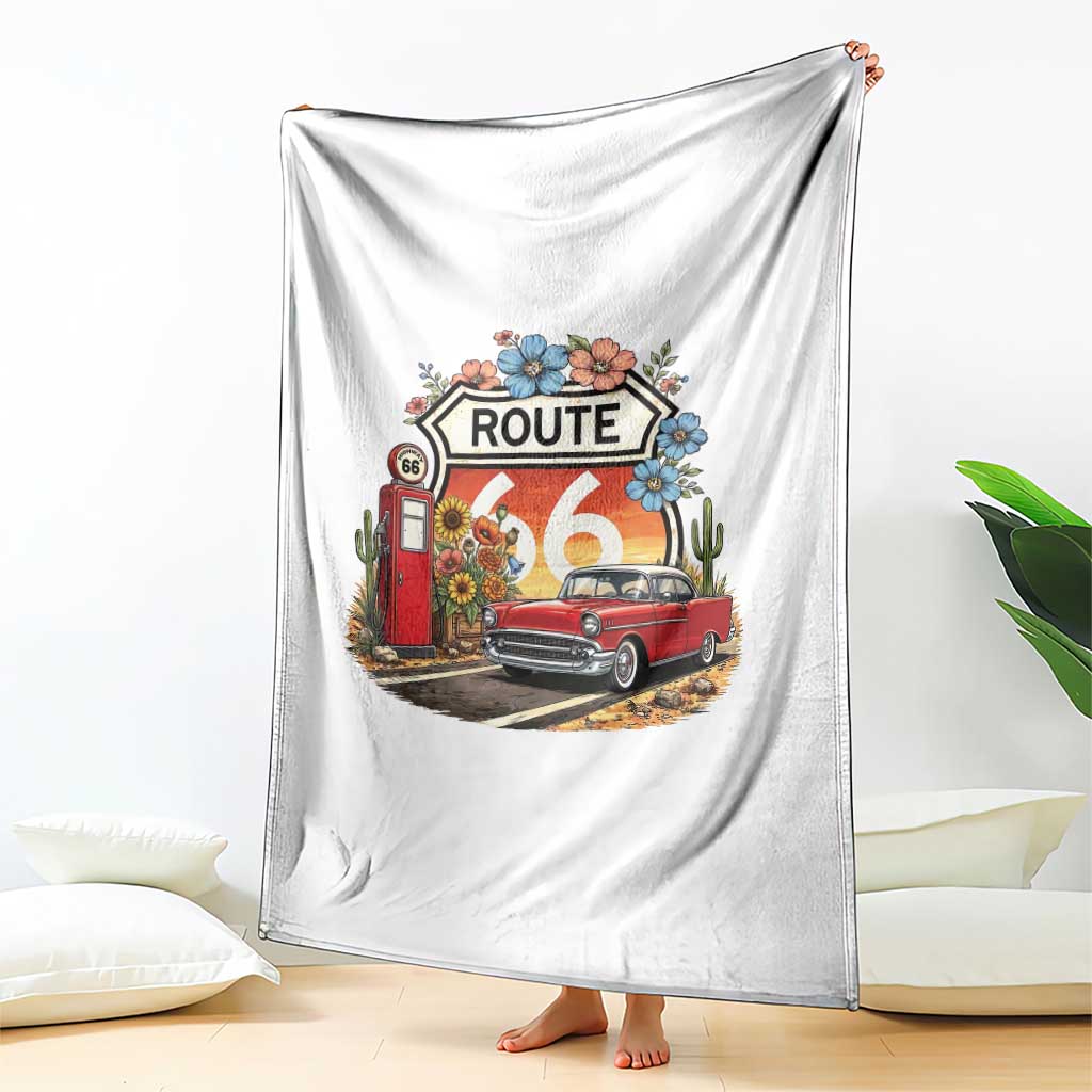 Retro Route Highway 66 Throw Blanket Boho Wildflower Americana Floral TS12 Print Your Wear