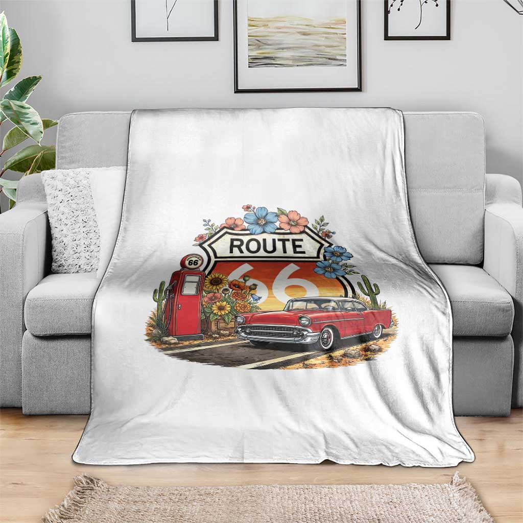 Retro Route Highway 66 Throw Blanket Boho Wildflower Americana Floral TS12 Print Your Wear