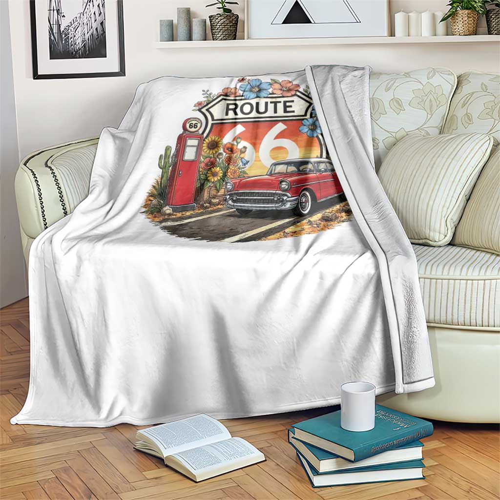 Retro Route Highway 66 Throw Blanket Boho Wildflower Americana Floral TS12 Print Your Wear