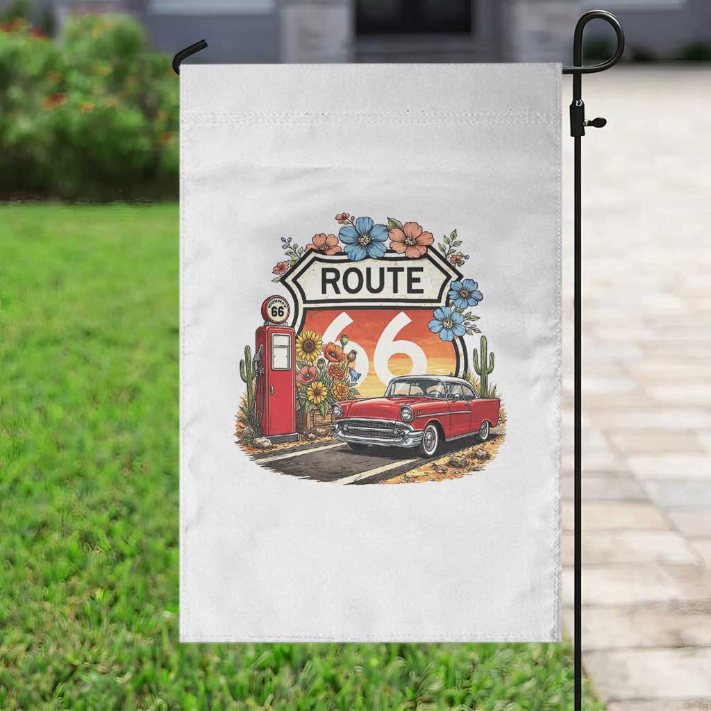 Retro Route Highway 66 Garden Flag Boho Wildflower Americana Floral TS12 Print Your Wear