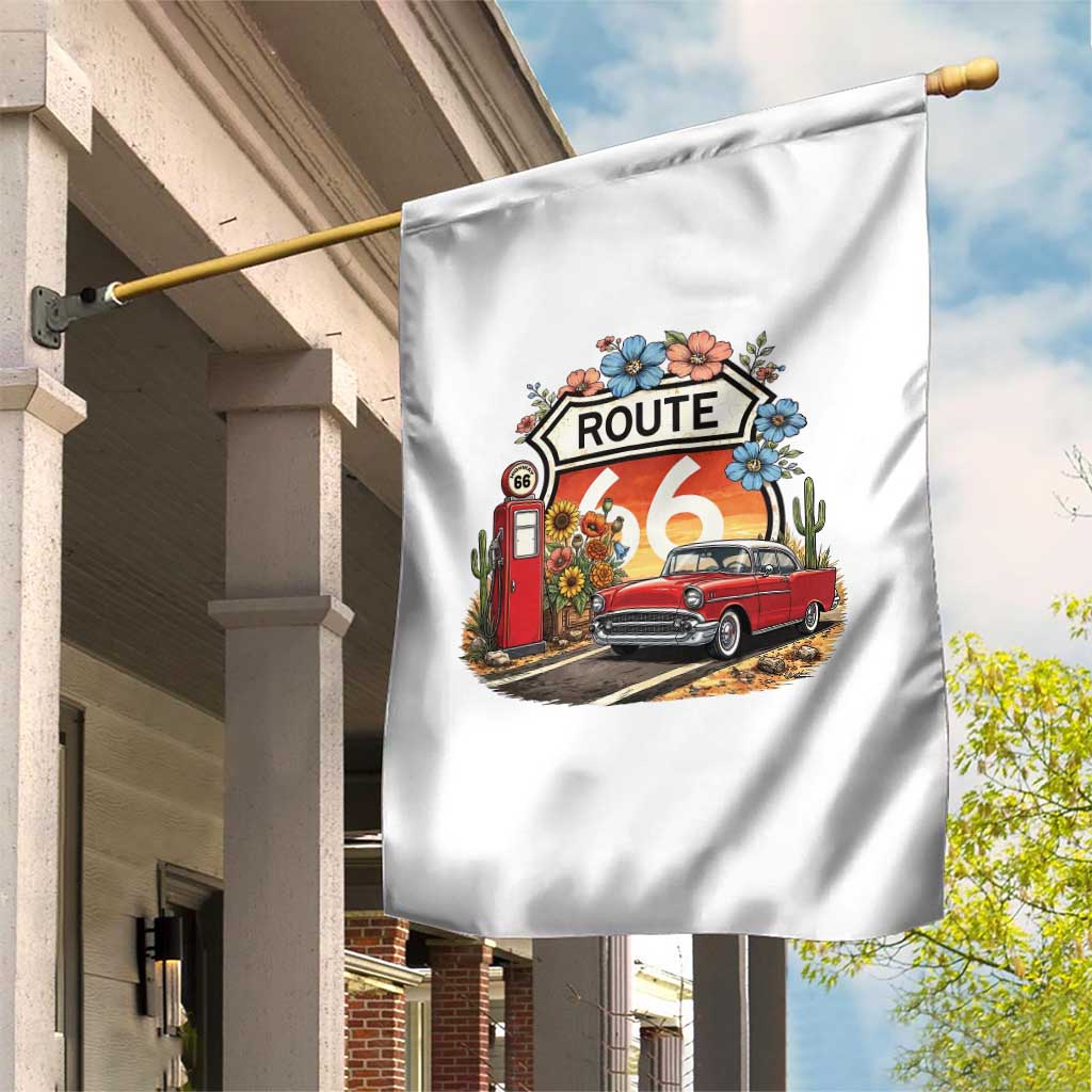 Retro Route Highway 66 Garden Flag Boho Wildflower Americana Floral TS12 Print Your Wear