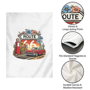Retro Route Highway 66 Garden Flag Boho Wildflower Americana Floral TS12 Print Your Wear