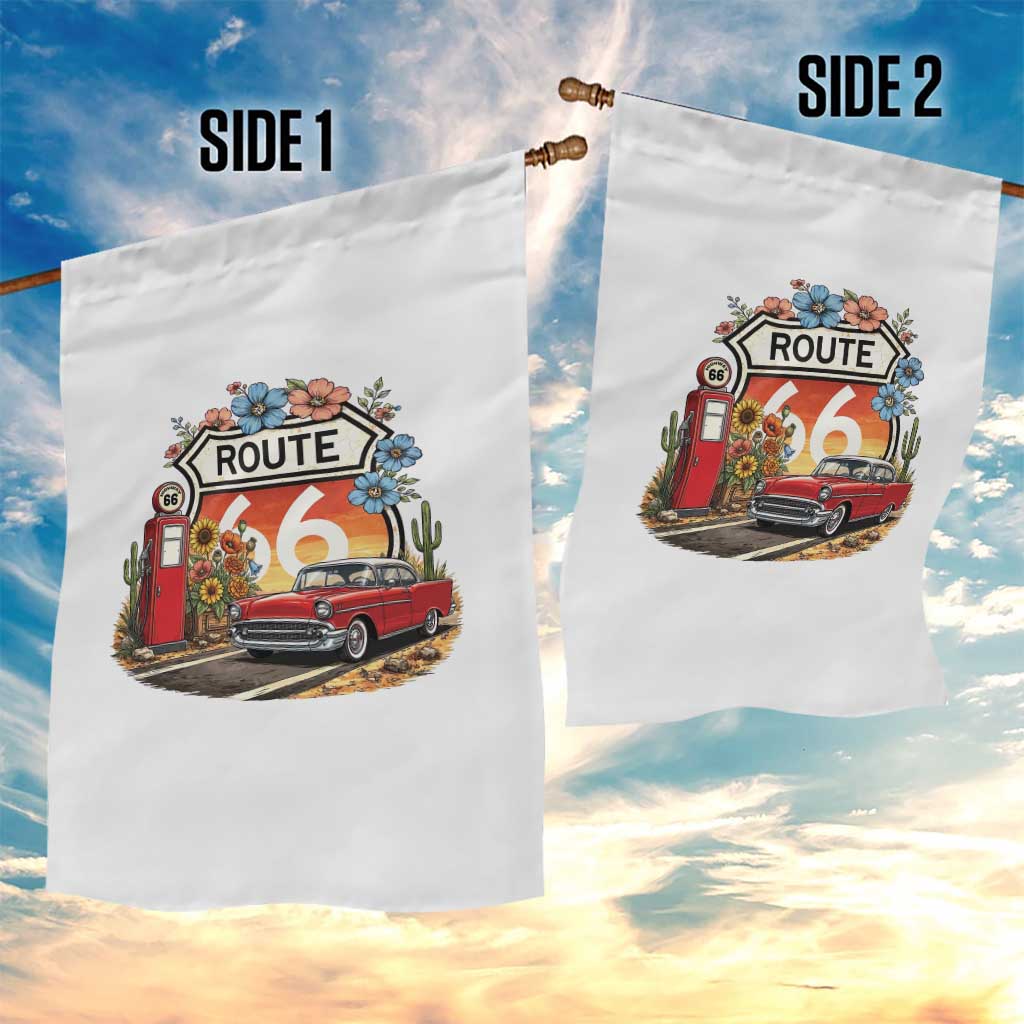 Retro Route Highway 66 Garden Flag Boho Wildflower Americana Floral TS12 Print Your Wear