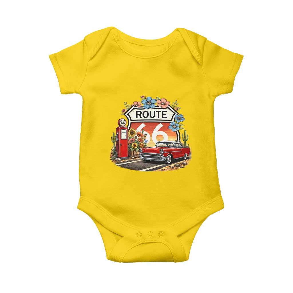 Retro Route Highway 66 Baby Onesie Boho Wildflower Americana Floral TS12 Daisy Print Your Wear