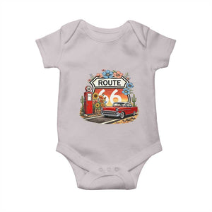 Retro Route Highway 66 Baby Onesie Boho Wildflower Americana Floral TS12 Ice Gray Print Your Wear