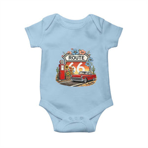 Retro Route Highway 66 Baby Onesie Boho Wildflower Americana Floral TS12 Light Blue Print Your Wear