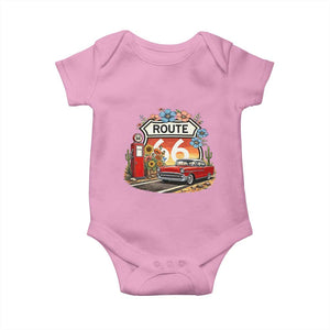 Retro Route Highway 66 Baby Onesie Boho Wildflower Americana Floral TS12 Light Pink Print Your Wear