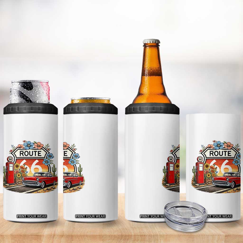 Retro Route Highway 66 4 in 1 Can Cooler Tumbler Boho Wildflower Americana Floral TS12 Print Your Wear