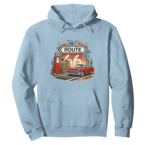 Retro Route Highway 66 Hoodie Boho Wildflower Americana Floral TS12 Light Blue Print Your Wear