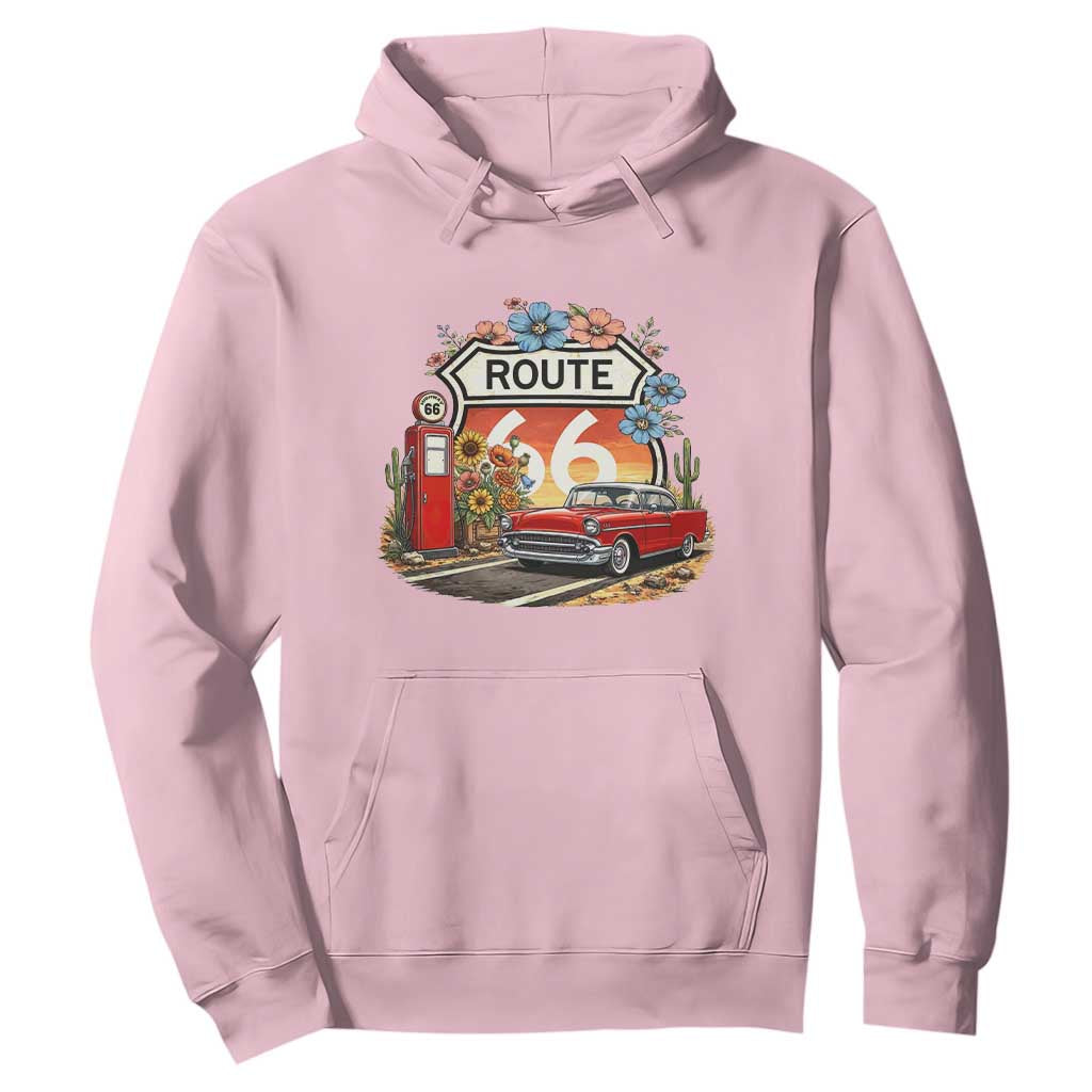 Retro Route Highway 66 Hoodie Boho Wildflower Americana Floral TS12 Light Pink Print Your Wear